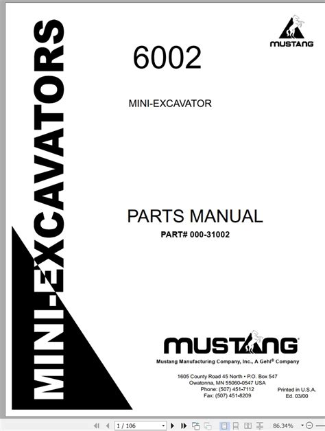 mustang mini excavator parts